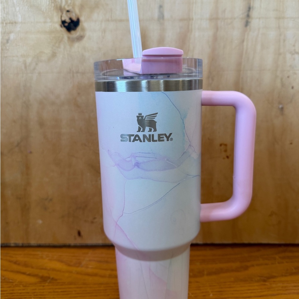 Stanley Watercolor Tulle Pink Stainless Steel 40 OZ tumbler with Handle